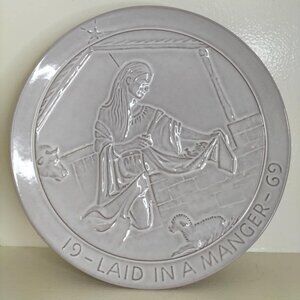 Vintage 1969 Frankoma Pottery "Lain in a Manger" Plate Xmas Collectible 8.5''
